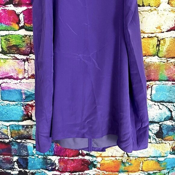 Tibi Purple 100% Silk V-Neck Ruffle Spaghetti Strap Dress 10 - Picture 10 of 11